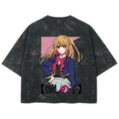 Playera streetwear premium de anime y gaming ExtraLife MX, corte boxy deluxe mineral wash heavyweight en color Acid Wash, moda urbana mexicana de culto.