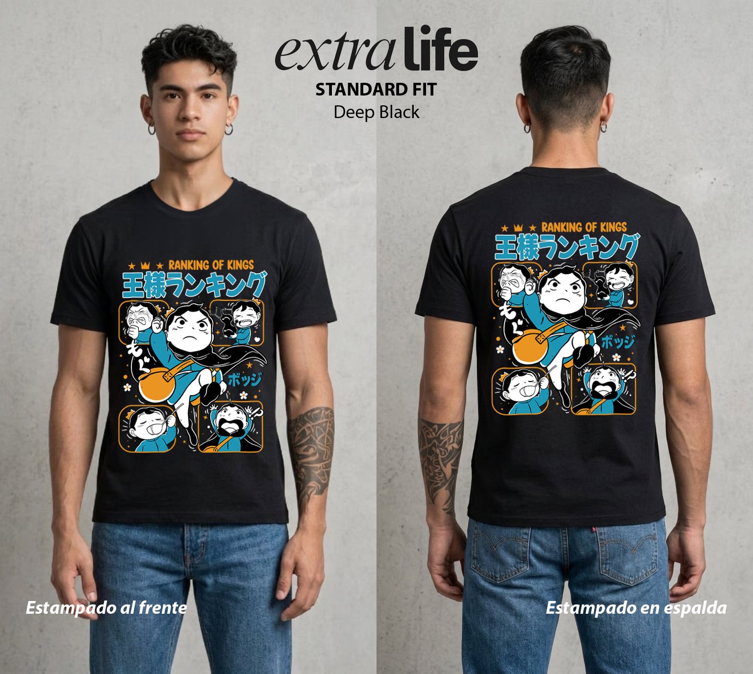 El Pequeno Gran Rey | El Pequeno Rey #03431 - Playera Standard Fit | Deep Black - Foto en modelo