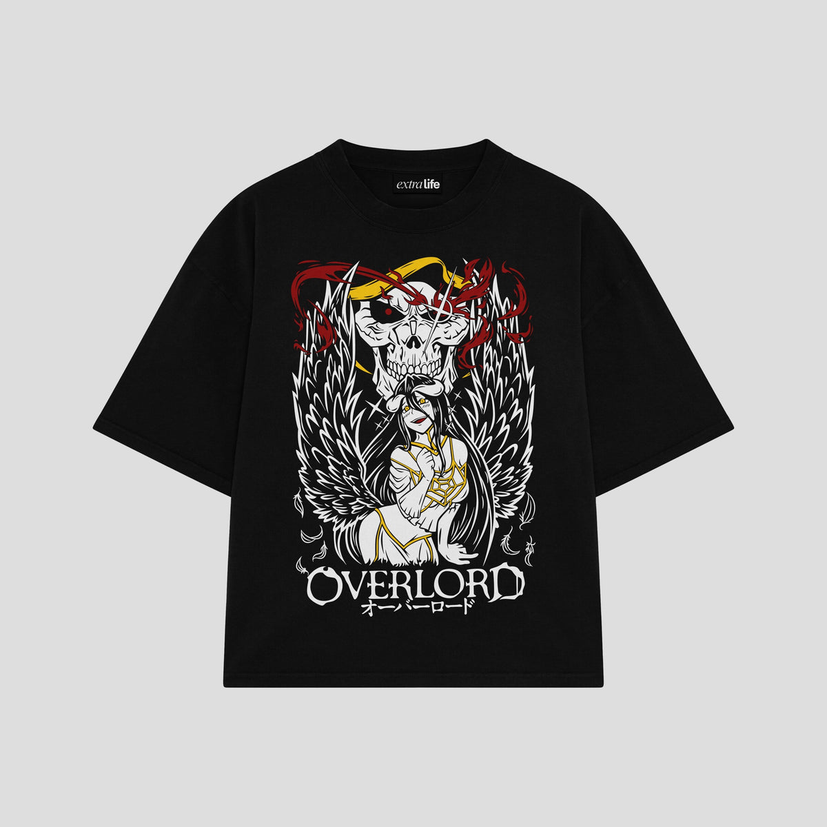 Playera streetwear premium de anime y gaming ExtraLife MX, corte oversized drop shoulder ligero y fresco en color Deep Black y Off-White, moda urbana mexicana de culto.