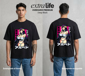El Senor de las Mazmorras | La Guardian del Lord #03440 - Playera Oversized Premium | Deep Black - Foto en modelo
