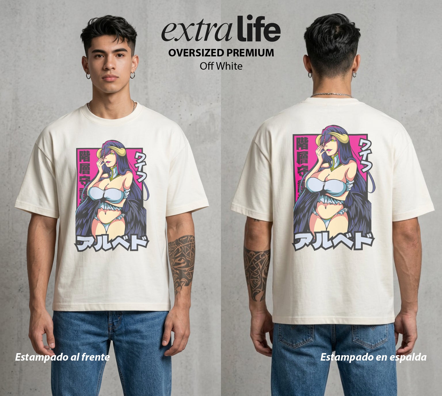 El Senor de las Mazmorras | La Guardian del Lord #03440 - Playera Oversized Premium | Off White - Foto en modelo