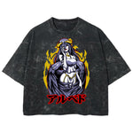 Playera streetwear premium de anime y gaming ExtraLife MX, corte boxy deluxe mineral wash heavyweight en color Acid Wash, moda urbana mexicana de culto.