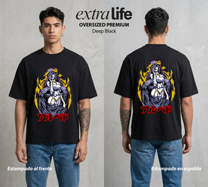 El Senor de las Mazmorras | El Amor del Abismo #03445 - Playera Oversized Premium | Deep Black - Foto en modelo
