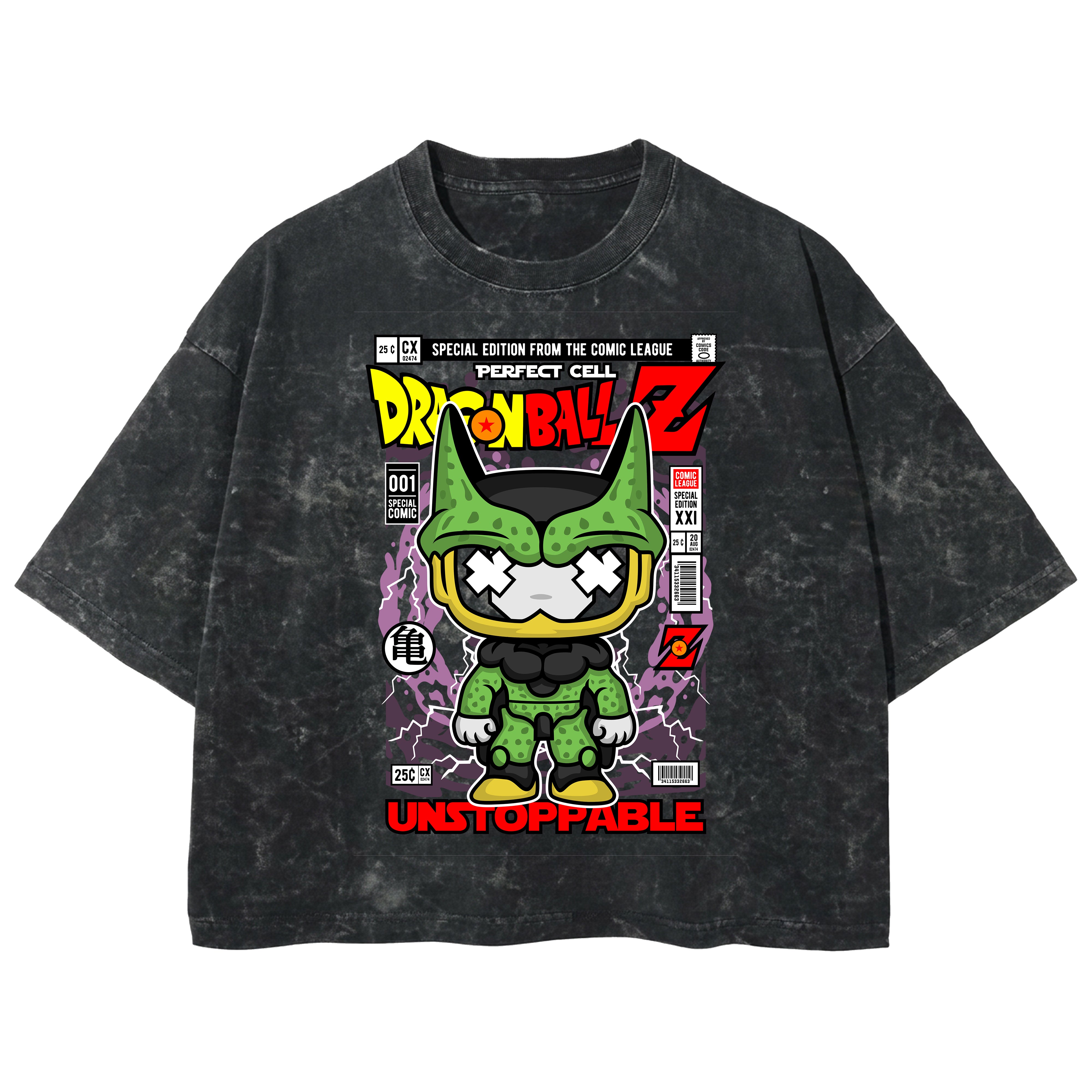 Playera streetwear premium de anime y gaming ExtraLife MX, corte boxy deluxe mineral wash heavyweight en color Acid Wash, moda urbana mexicana de culto.