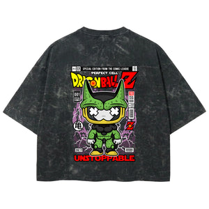 Playera streetwear premium de anime y gaming ExtraLife MX, corte boxy deluxe mineral wash heavyweight en color Acid Wash, moda urbana mexicana de culto.