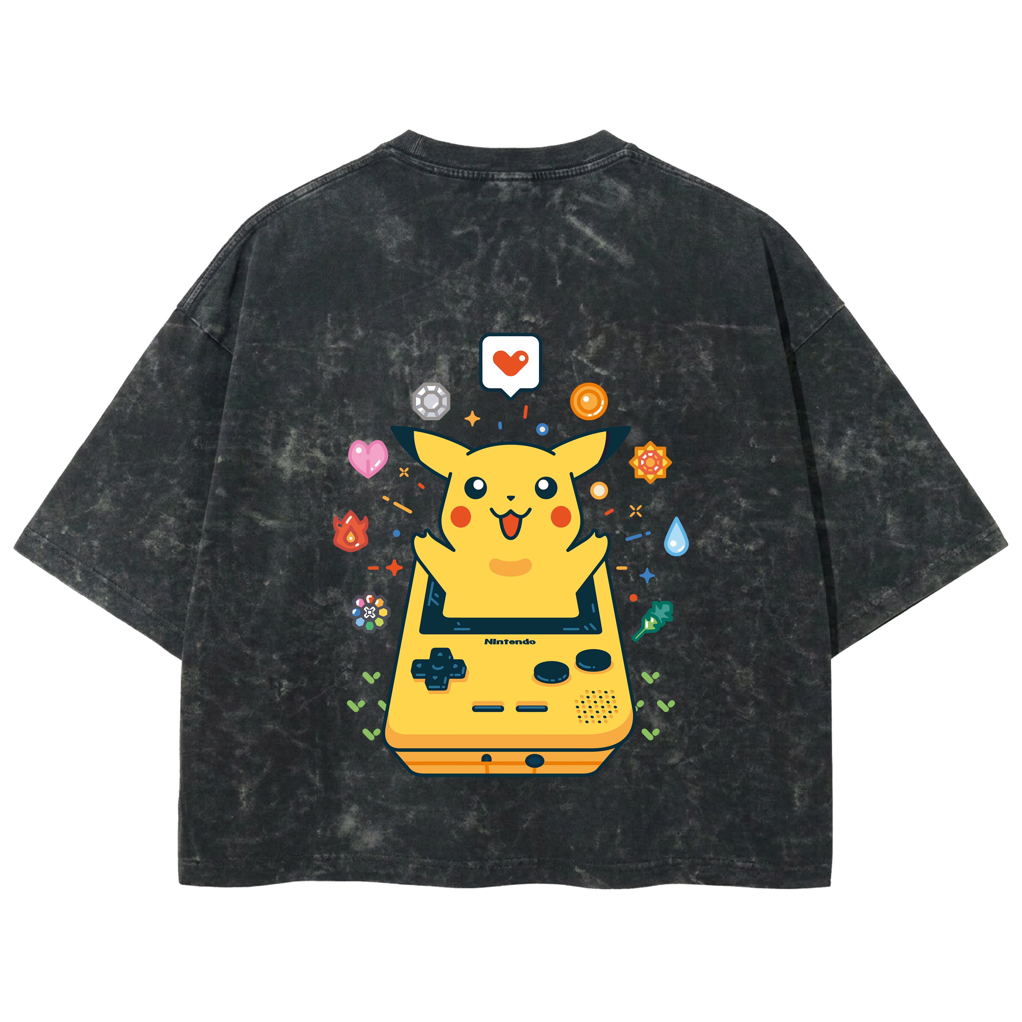 Playera streetwear premium de anime y gaming ExtraLife MX, corte boxy deluxe mineral wash heavyweight en color Acid Wash, moda urbana mexicana de culto.