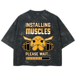 Playera streetwear premium de anime y gaming ExtraLife MX, corte boxy deluxe mineral wash heavyweight en color Acid Wash, moda urbana mexicana de culto.