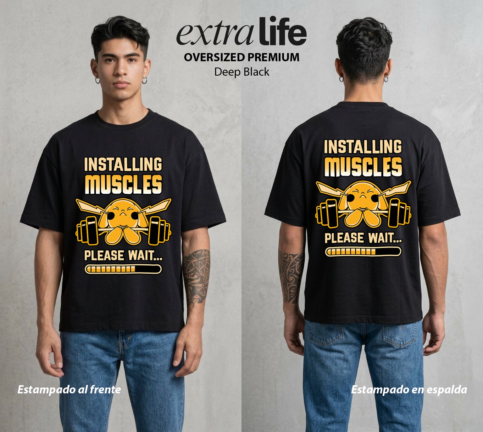 El Mundo Entrenador | El Rayo de Kanto en el Gym #03449 - Playera Oversized Premium | Deep Black - Foto en modelo