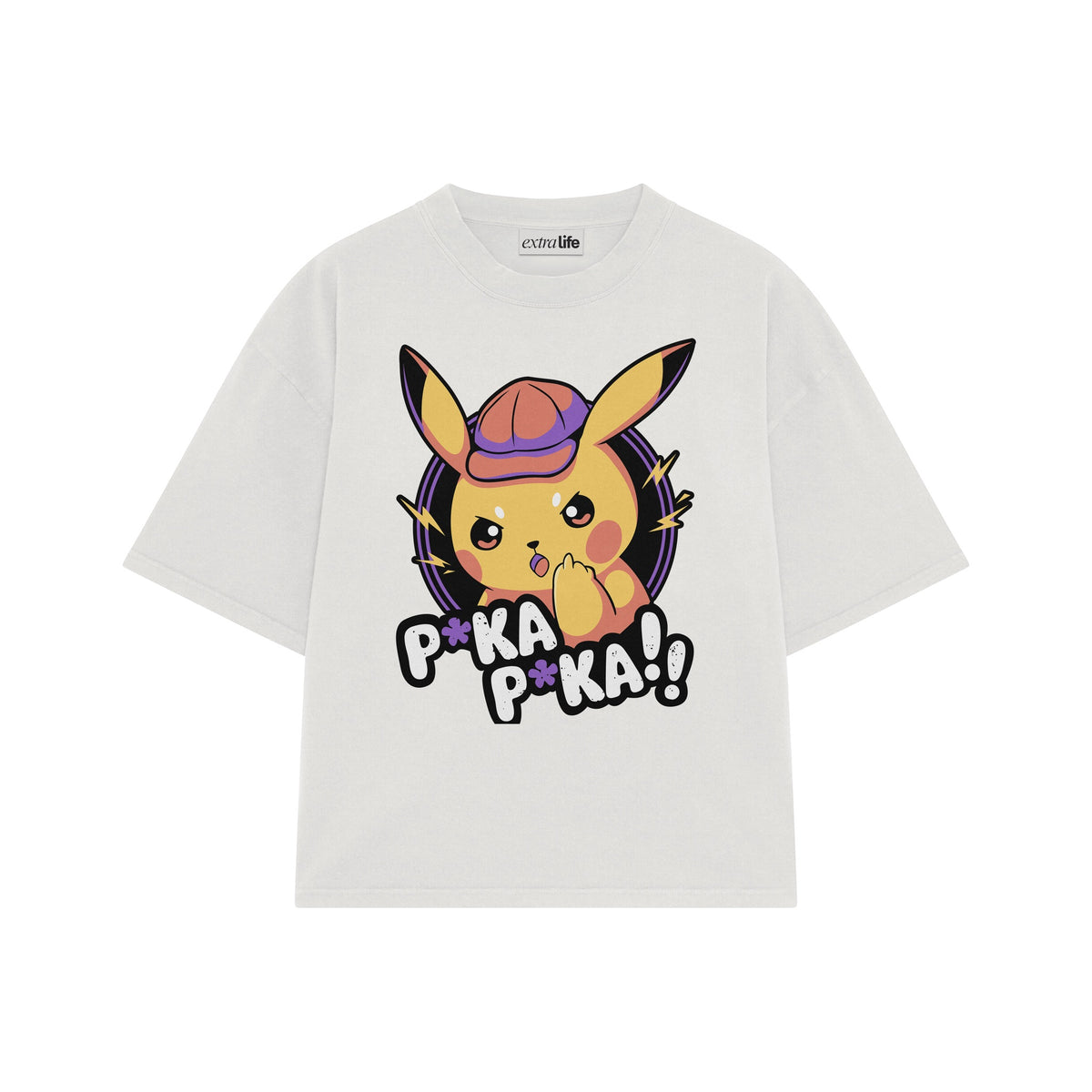 Playera streetwear premium de anime y gaming ExtraLife MX, corte oversized drop shoulder ligero y fresco en color Deep Black y Off-White, moda urbana mexicana de culto.