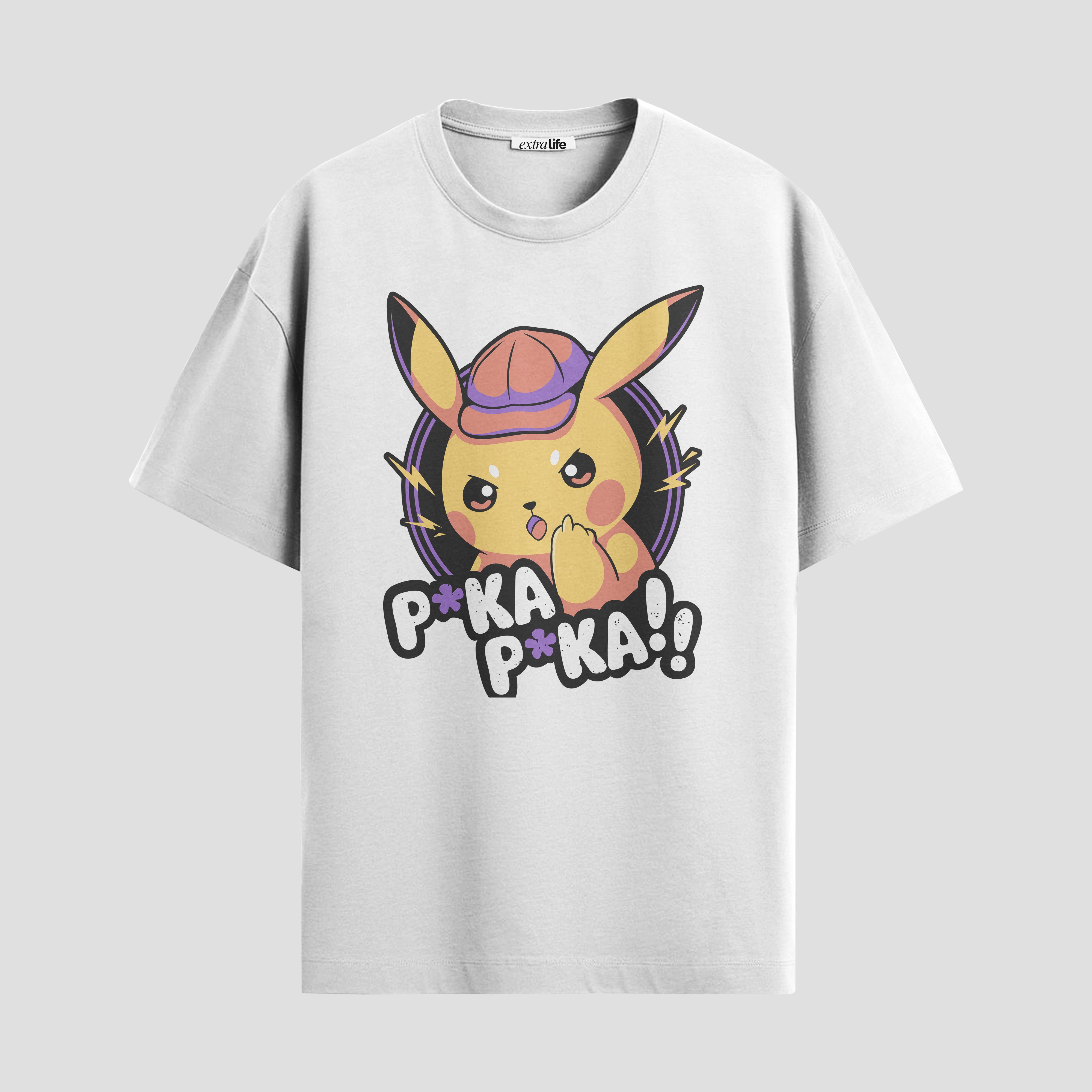 Playera urbana de anime y gaming ExtraLife MX, corte Standard Fit unisex ligero y transpirable en color Deep Black y Pure White, ropa de uso diario para gym y casual.