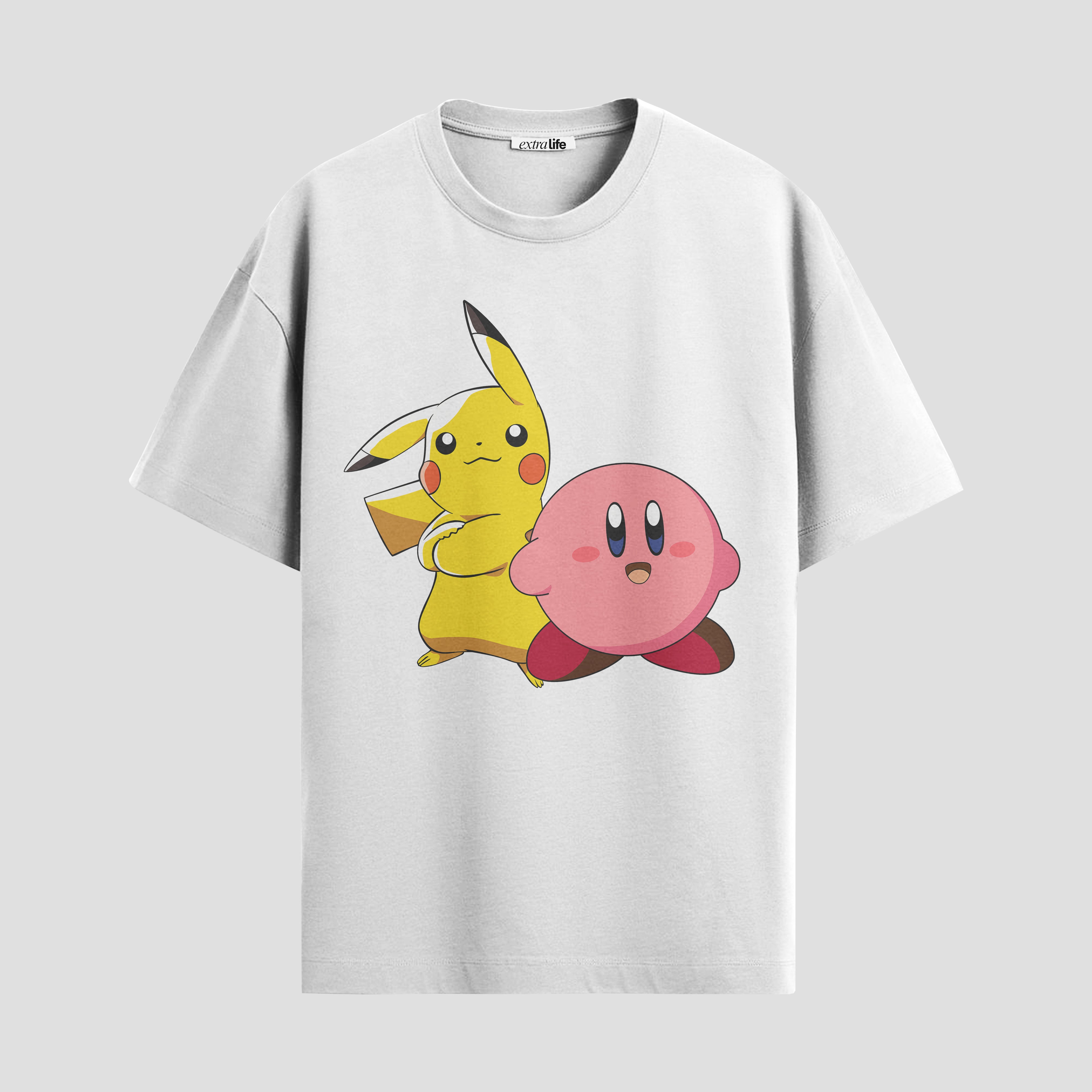 Playera urbana de anime y gaming ExtraLife MX, corte Standard Fit unisex ligero y transpirable en color Deep Black y Pure White, ropa de uso diario para gym y casual.
