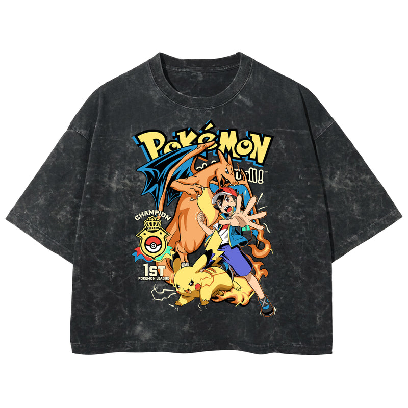 Playera streetwear premium de anime y gaming ExtraLife MX, corte boxy deluxe mineral wash heavyweight en color Acid Wash, moda urbana mexicana de culto.