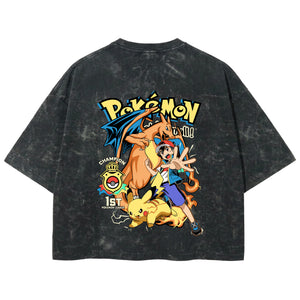Playera streetwear premium de anime y gaming ExtraLife MX, corte boxy deluxe mineral wash heavyweight en color Acid Wash, moda urbana mexicana de culto.
