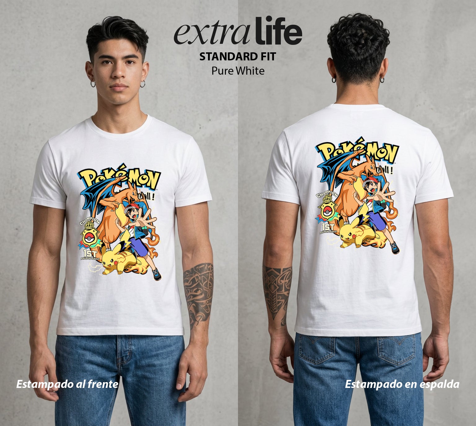 El Mundo Entrenador | La Liga del Campeon #03452 - Playera Standard Fit | Pure White - Foto en modelo