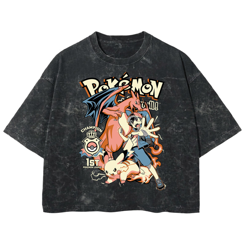 Playera streetwear premium de anime y gaming ExtraLife MX, corte boxy deluxe mineral wash heavyweight en color Acid Wash, moda urbana mexicana de culto.