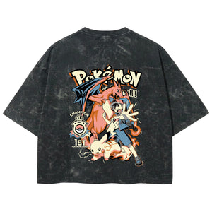Playera streetwear premium de anime y gaming ExtraLife MX, corte boxy deluxe mineral wash heavyweight en color Acid Wash, moda urbana mexicana de culto.