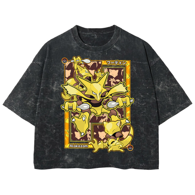 Playera streetwear premium de anime y gaming ExtraLife MX, corte boxy deluxe mineral wash heavyweight en color Acid Wash, moda urbana mexicana de culto.