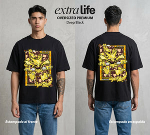 El Mundo Entrenador | El Psiconico del Bien #03454 - Playera Oversized Premium | Deep Black - Foto en modelo
