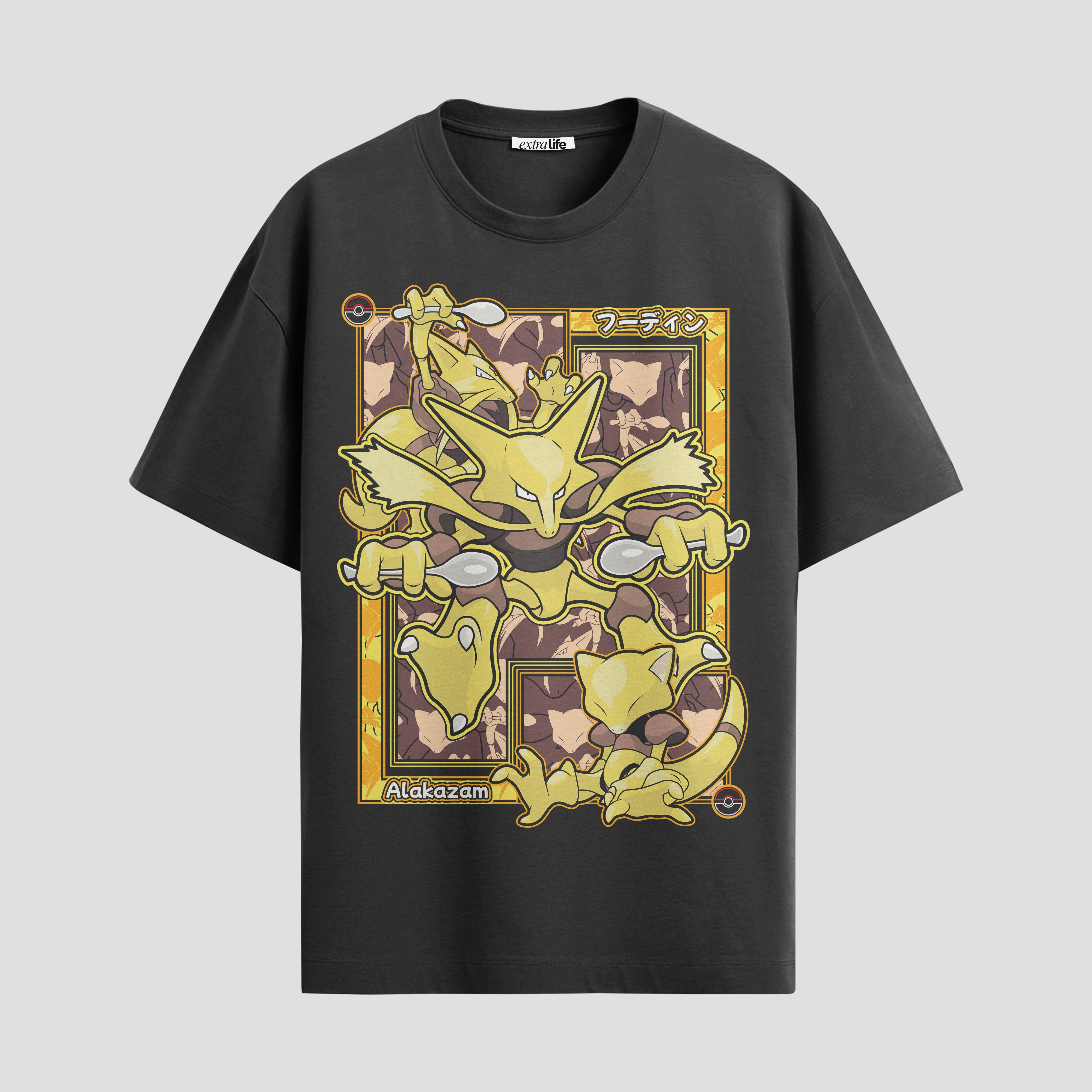 Playera urbana de anime y gaming ExtraLife MX, corte Standard Fit unisex ligero y transpirable en color Deep Black y Pure White, ropa de uso diario para gym y casual.