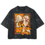Playera streetwear premium de anime y gaming ExtraLife MX, corte boxy deluxe mineral wash heavyweight en color Acid Wash, moda urbana mexicana de culto.