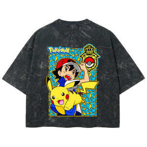 Playera streetwear premium de anime y gaming ExtraLife MX, corte boxy deluxe mineral wash heavyweight en color Acid Wash, moda urbana mexicana de culto.