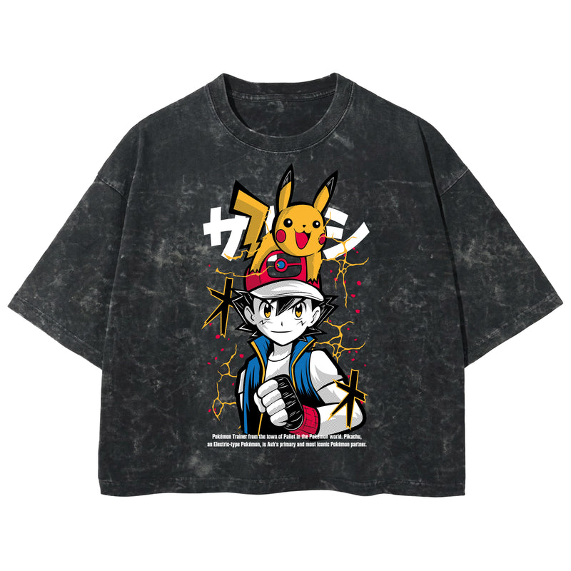 Playera streetwear premium de anime y gaming ExtraLife MX, corte boxy deluxe mineral wash heavyweight en color Acid Wash, moda urbana mexicana de culto.