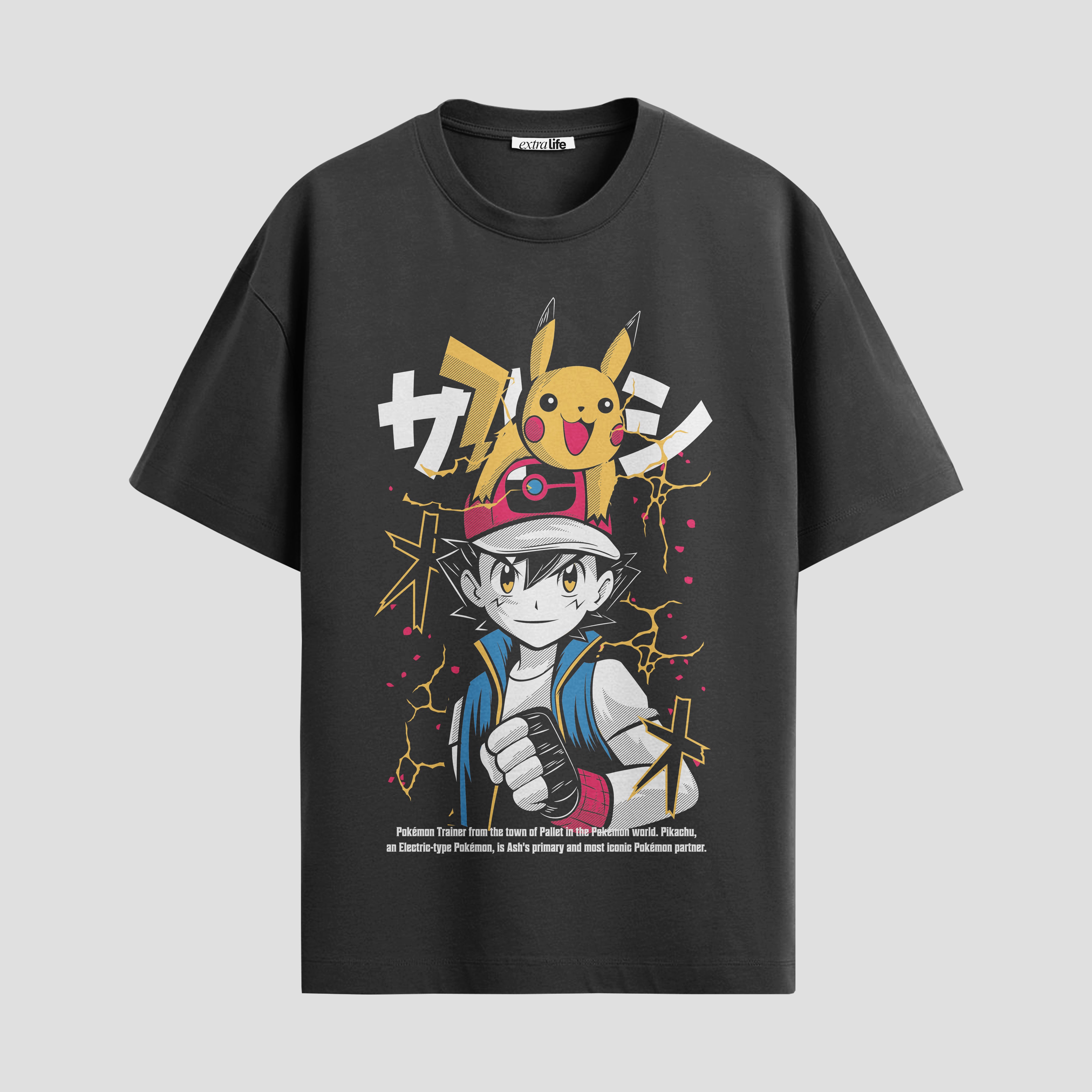 Playera urbana de anime y gaming ExtraLife MX, corte Standard Fit unisex ligero y transpirable en color Deep Black y Pure White, ropa de uso diario para gym y casual.