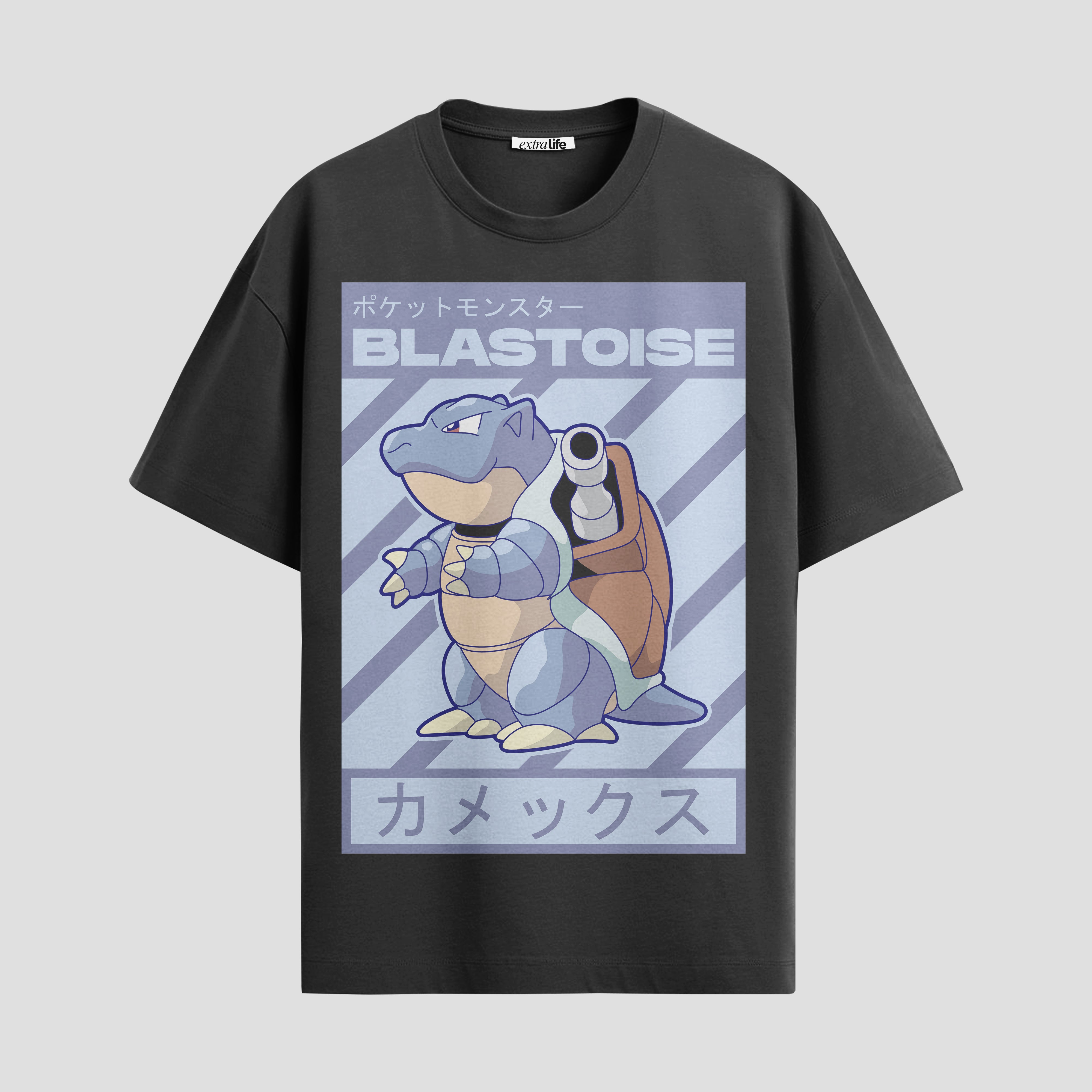 Playera urbana de anime y gaming ExtraLife MX, corte Standard Fit unisex ligero y transpirable en color Deep Black y Pure White, ropa de uso diario para gym y casual.