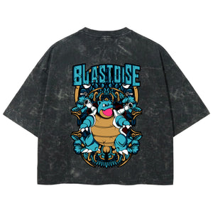 Playera streetwear premium de anime y gaming ExtraLife MX, corte boxy deluxe mineral wash heavyweight en color Acid Wash, moda urbana mexicana de culto.