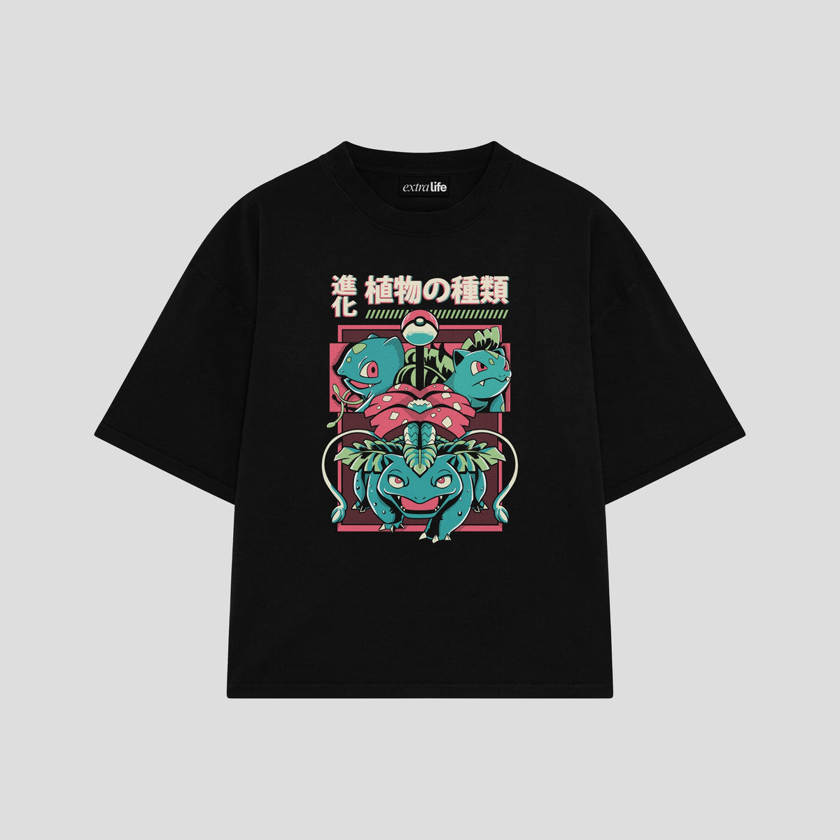 Playera streetwear premium de anime y gaming ExtraLife MX, corte oversized drop shoulder ligero y fresco en color Deep Black y Off-White, moda urbana mexicana de culto.