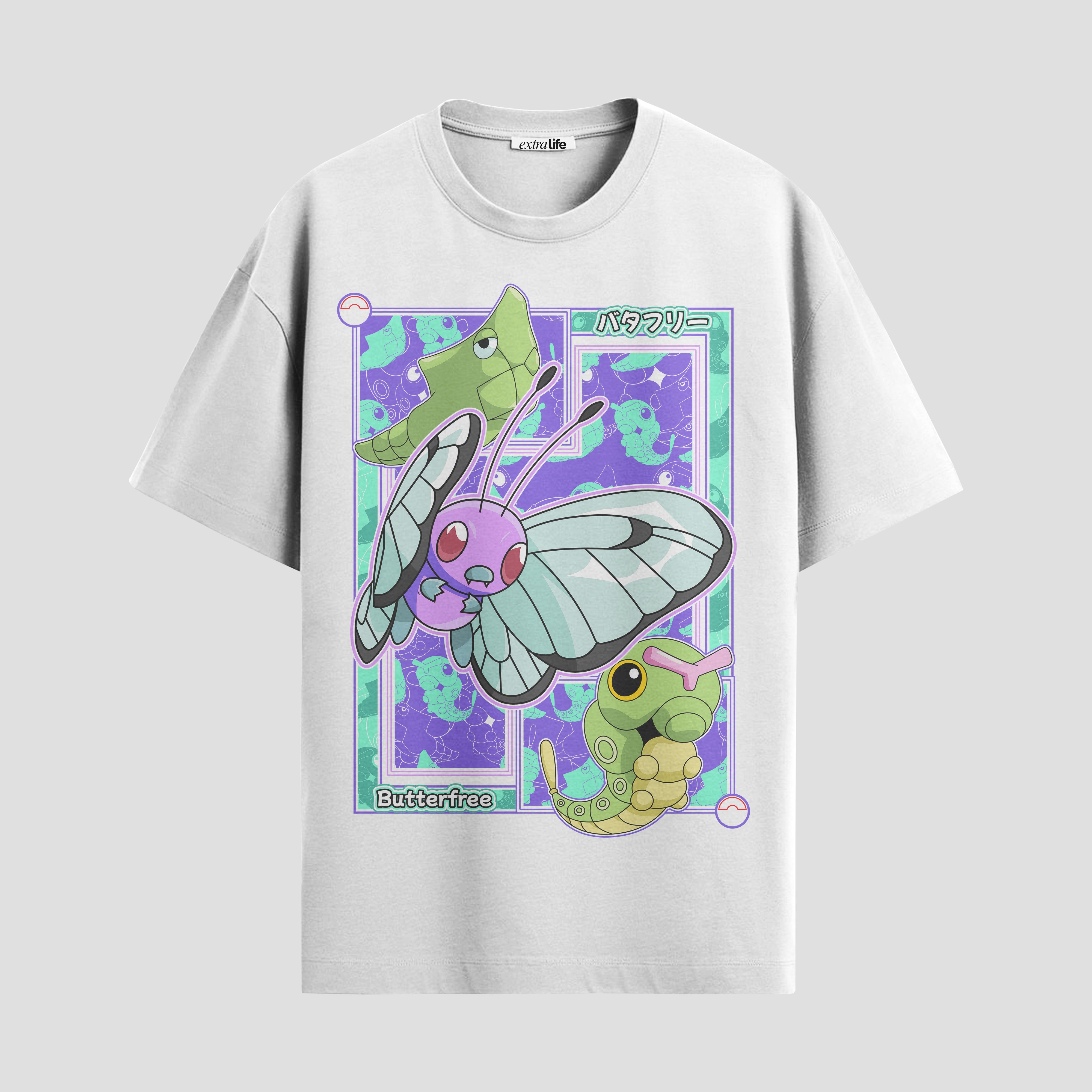Playera urbana de anime y gaming ExtraLife MX, corte Standard Fit unisex ligero y transpirable en color Deep Black y Pure White, ropa de uso diario para gym y casual.