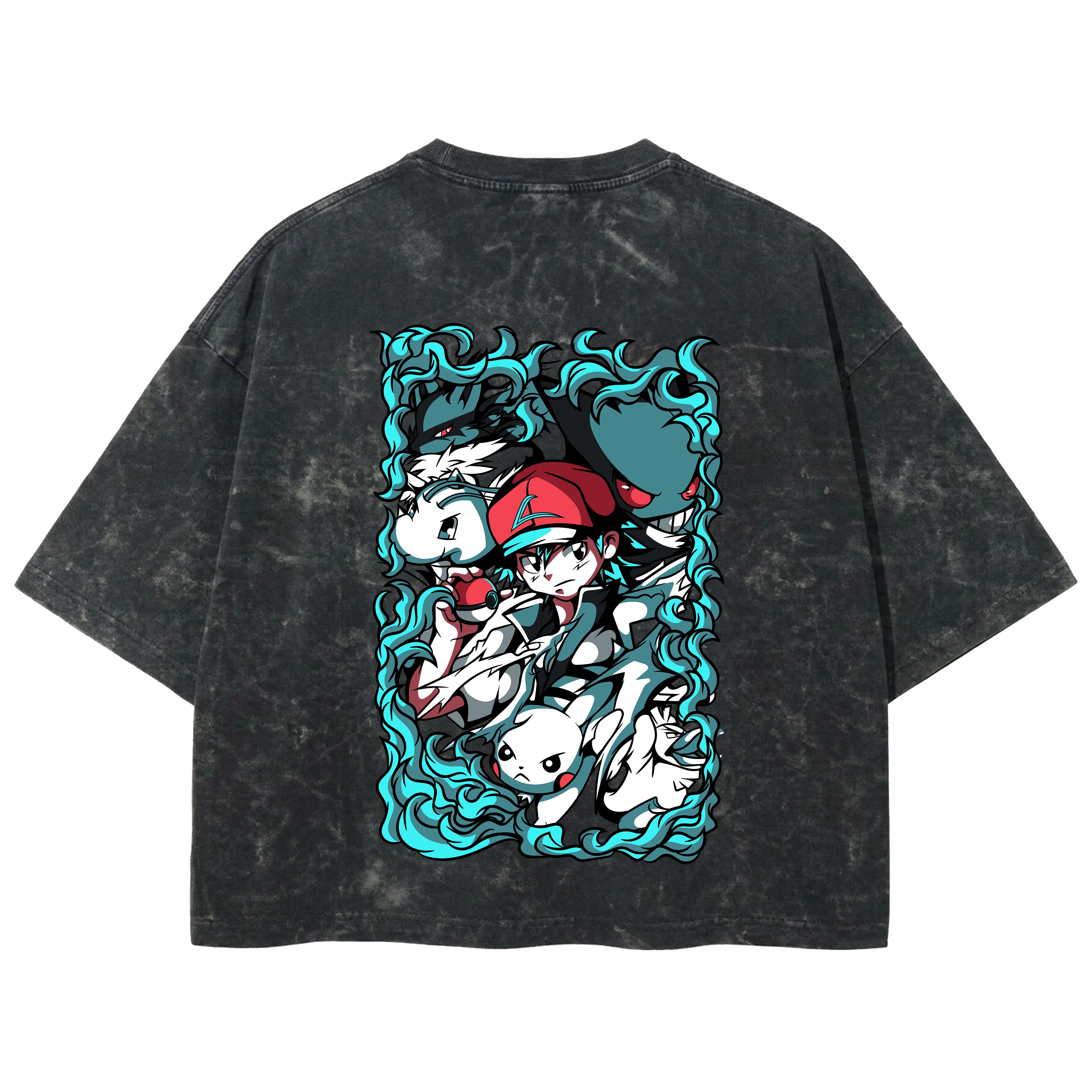 Playera streetwear premium de anime y gaming ExtraLife MX, corte boxy deluxe mineral wash heavyweight en color Acid Wash, moda urbana mexicana de culto.