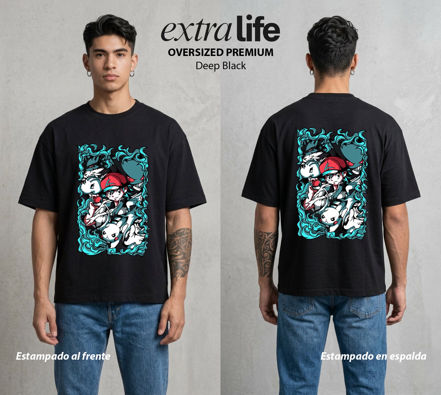 El Mundo Entrenador | Los Compañeros del Bien #03468 - Playera Oversized Premium | Deep Black - Foto en modelo