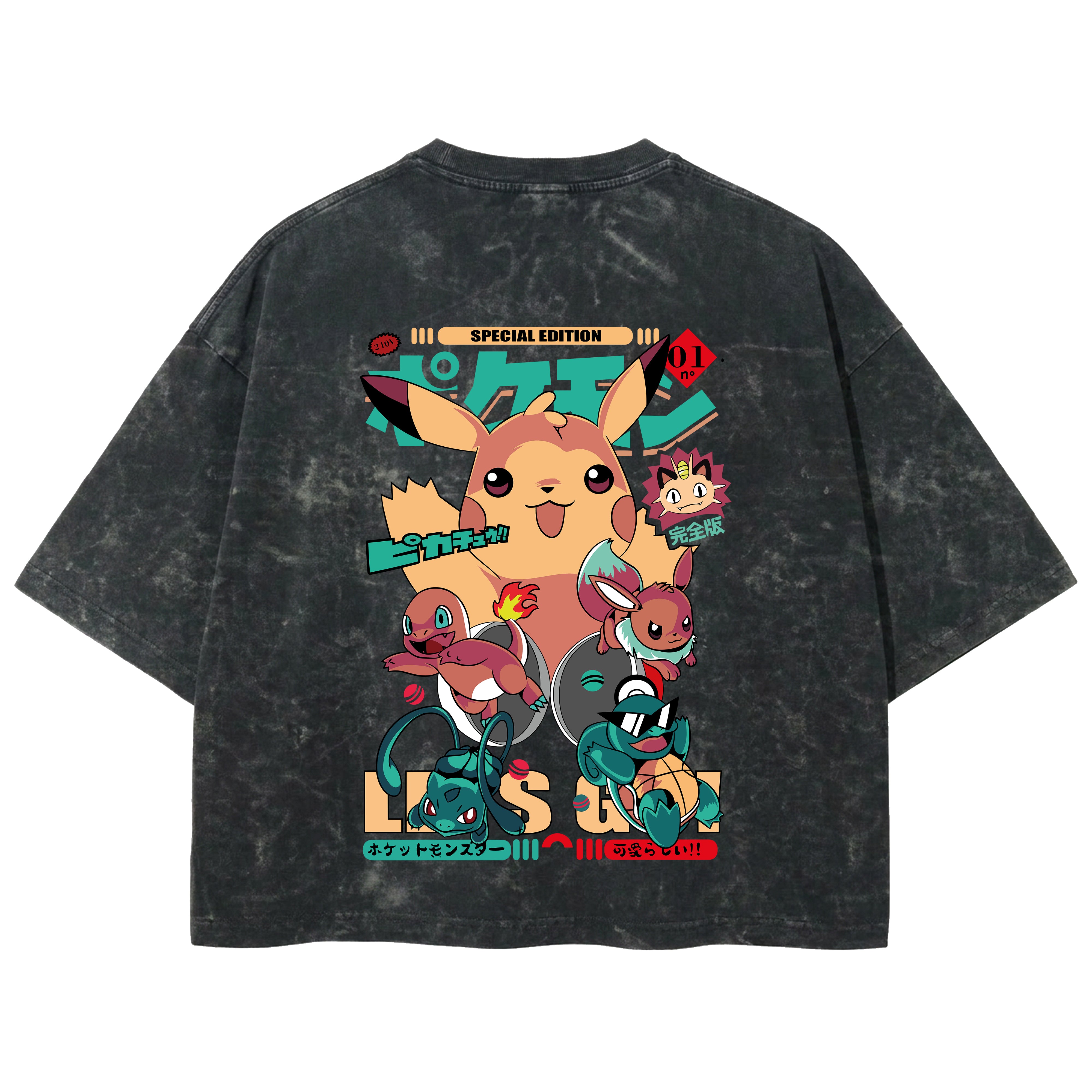Playera streetwear premium de anime y gaming ExtraLife MX, corte boxy deluxe mineral wash heavyweight en color Acid Wash, moda urbana mexicana de culto.