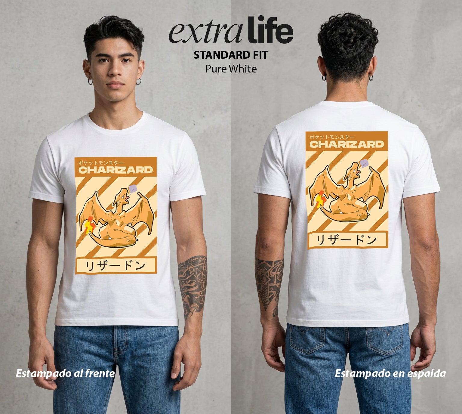El Mundo Entrenador | El Dragon del Fuego #03470 - Playera Standard Fit | Pure White - Foto en modelo