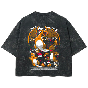Playera streetwear premium de anime y gaming ExtraLife MX, corte boxy deluxe mineral wash heavyweight en color Acid Wash, moda urbana mexicana de culto.