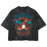 Playera streetwear premium de anime y gaming ExtraLife MX, corte boxy deluxe mineral wash heavyweight en color Acid Wash, moda urbana mexicana de culto.