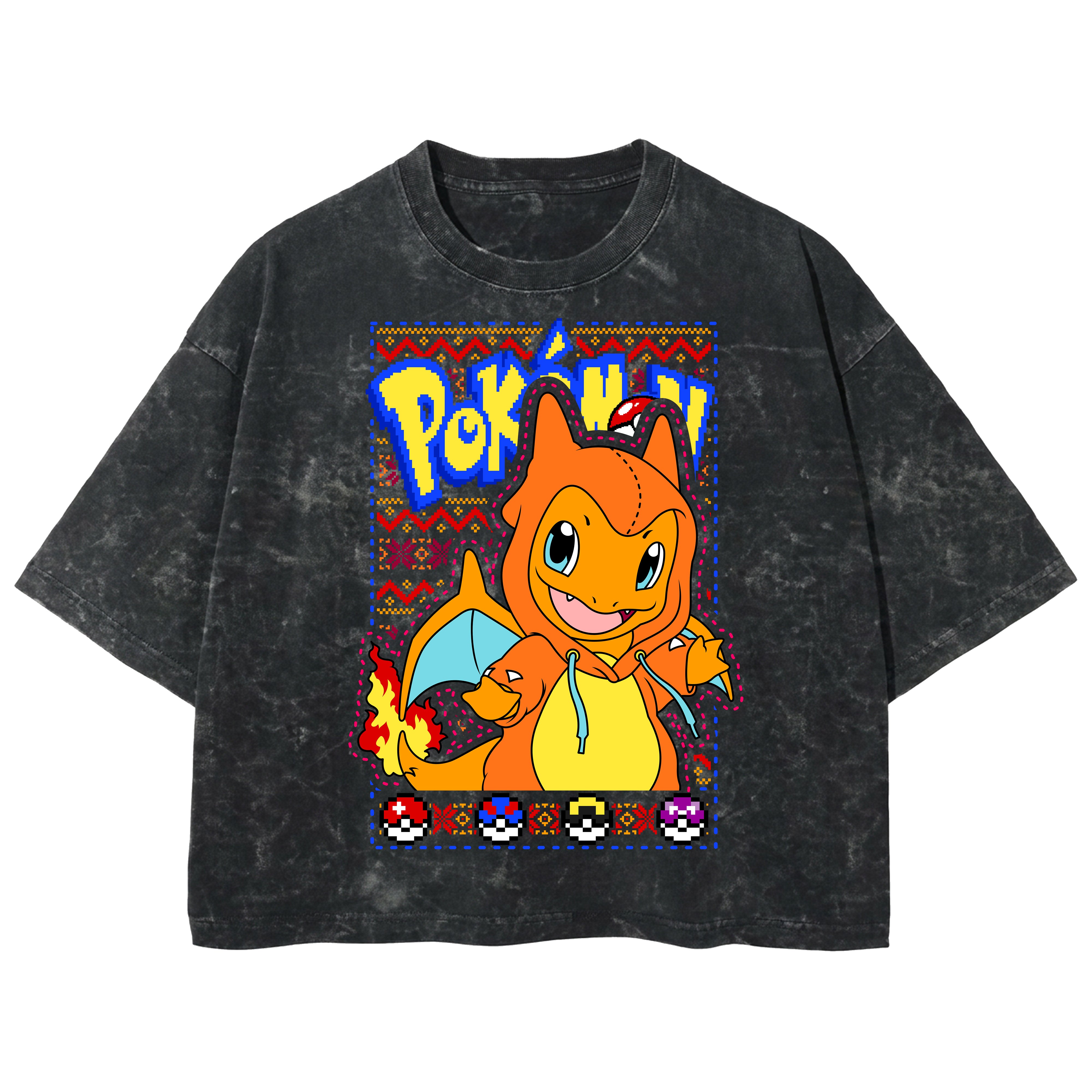 Playera streetwear premium de anime y gaming ExtraLife MX, corte boxy deluxe mineral wash heavyweight en color Acid Wash, moda urbana mexicana de culto.