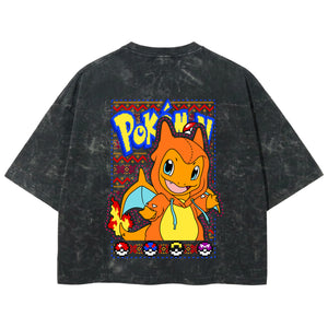Playera streetwear premium de anime y gaming ExtraLife MX, corte boxy deluxe mineral wash heavyweight en color Acid Wash, moda urbana mexicana de culto.