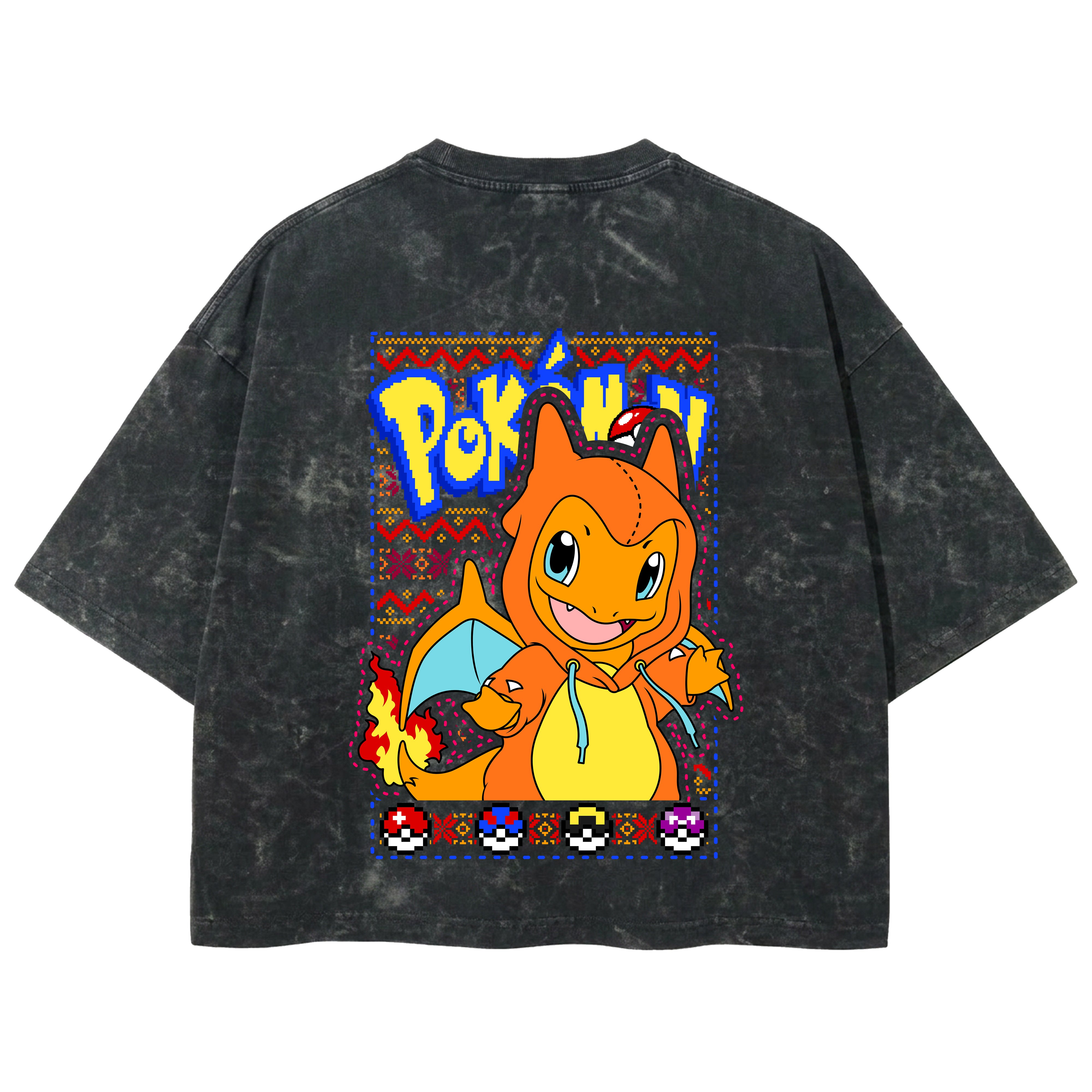 Playera streetwear premium de anime y gaming ExtraLife MX, corte boxy deluxe mineral wash heavyweight en color Acid Wash, moda urbana mexicana de culto.