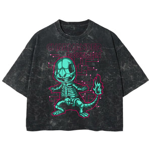 Playera streetwear premium de anime y gaming ExtraLife MX, corte boxy deluxe mineral wash heavyweight en color Acid Wash, moda urbana mexicana de culto.