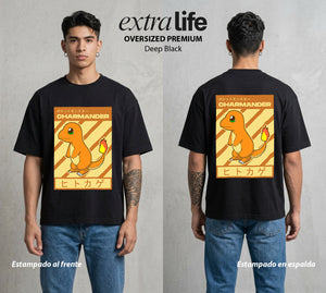 El Mundo Entrenador | La Llama del Inicio #03478 - Playera Oversized Premium | Deep Black - Foto en modelo