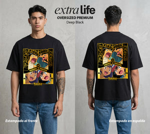 El Mundo Entrenador | El Dragon del Fuego #03484 - Playera Oversized Premium | Deep Black - Foto en modelo