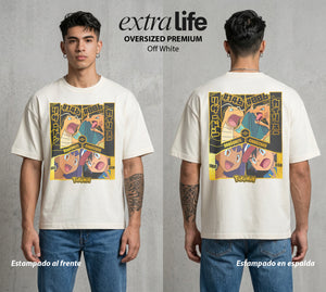 El Mundo Entrenador | El Dragon del Fuego #03484 - Playera Oversized Premium | Off White - Foto en modelo