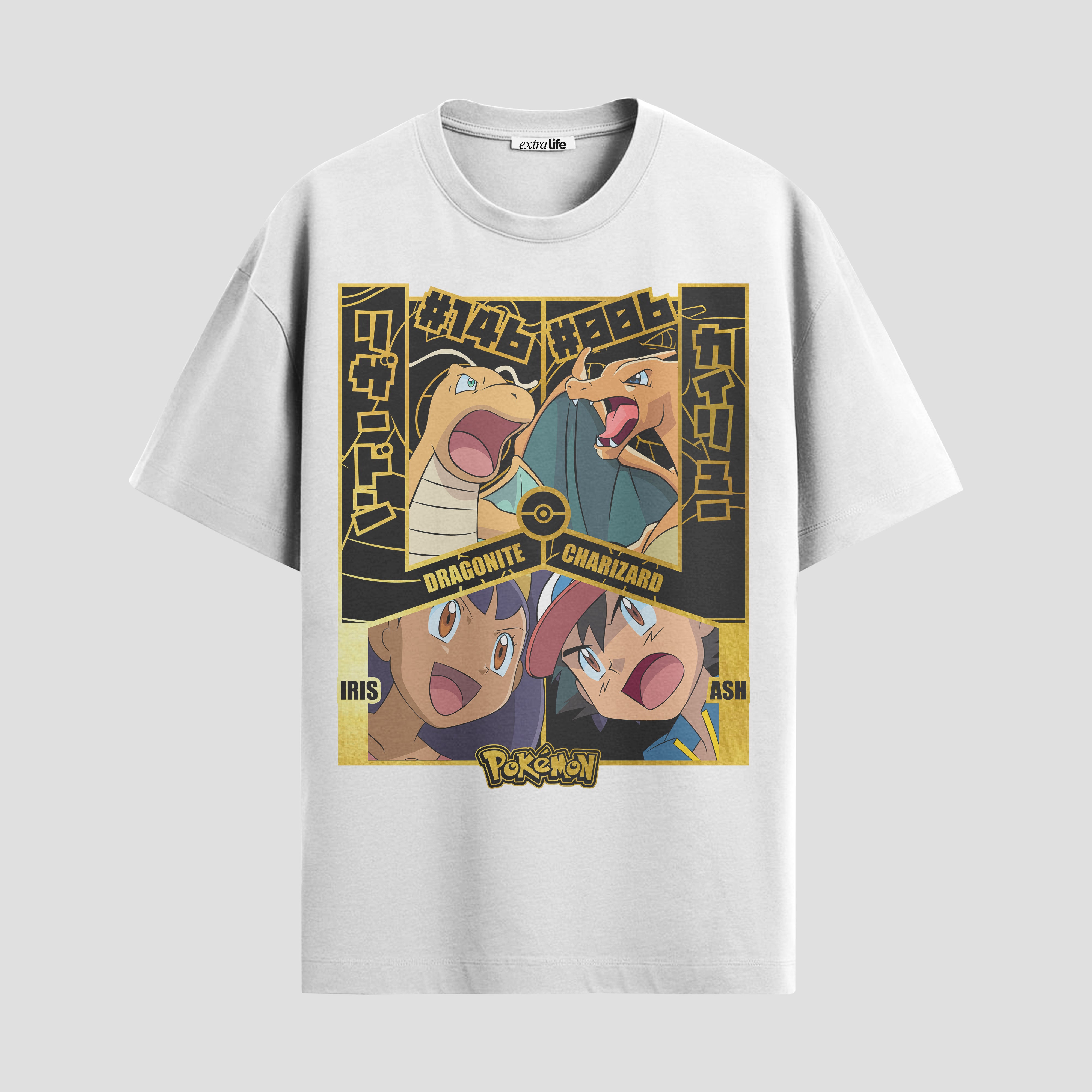 Playera urbana de anime y gaming ExtraLife MX, corte Standard Fit unisex ligero y transpirable en color Deep Black y Pure White, ropa de uso diario para gym y casual.