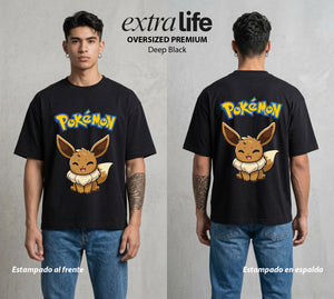 El Mundo Entrenador | La Evolucion Multiple #03486 - Playera Oversized Premium | Deep Black - Foto en modelo