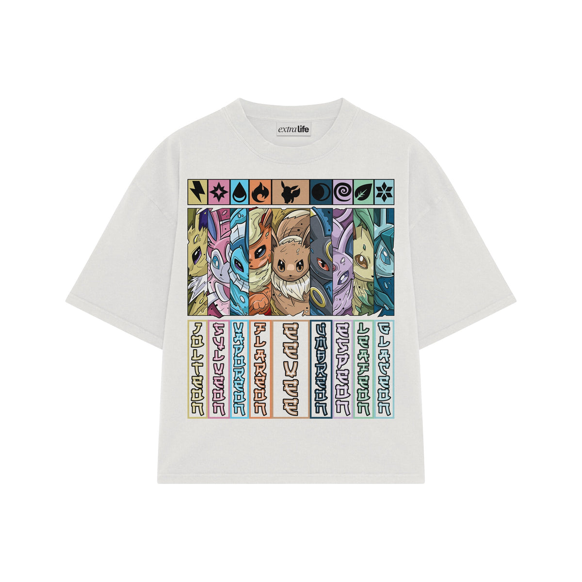 Playera streetwear premium de anime y gaming ExtraLife MX, corte oversized drop shoulder ligero y fresco en color Deep Black y Off-White, moda urbana mexicana de culto.