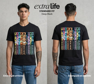 El Mundo Entrenador | Las Ocho Evoluciones #03487 - Playera Standard Fit | Deep Black - Foto en modelo