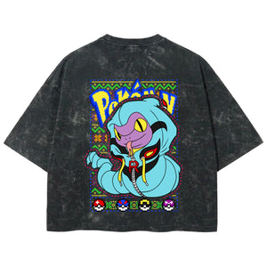 Playera streetwear premium de anime y gaming ExtraLife MX, corte boxy deluxe mineral wash heavyweight en color Acid Wash, moda urbana mexicana de culto.