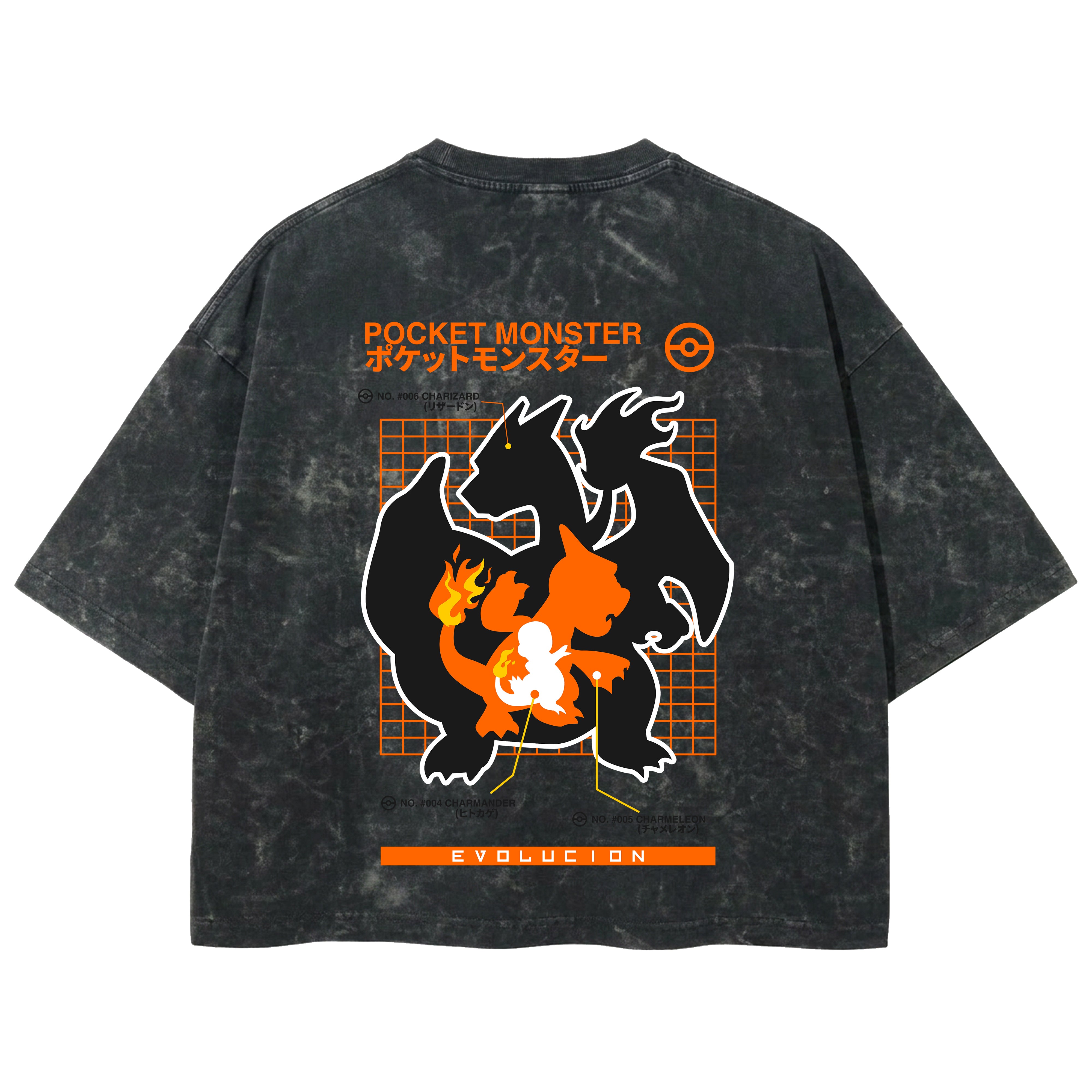 Playera streetwear premium de anime y gaming ExtraLife MX, corte boxy deluxe mineral wash heavyweight en color Acid Wash, moda urbana mexicana de culto.